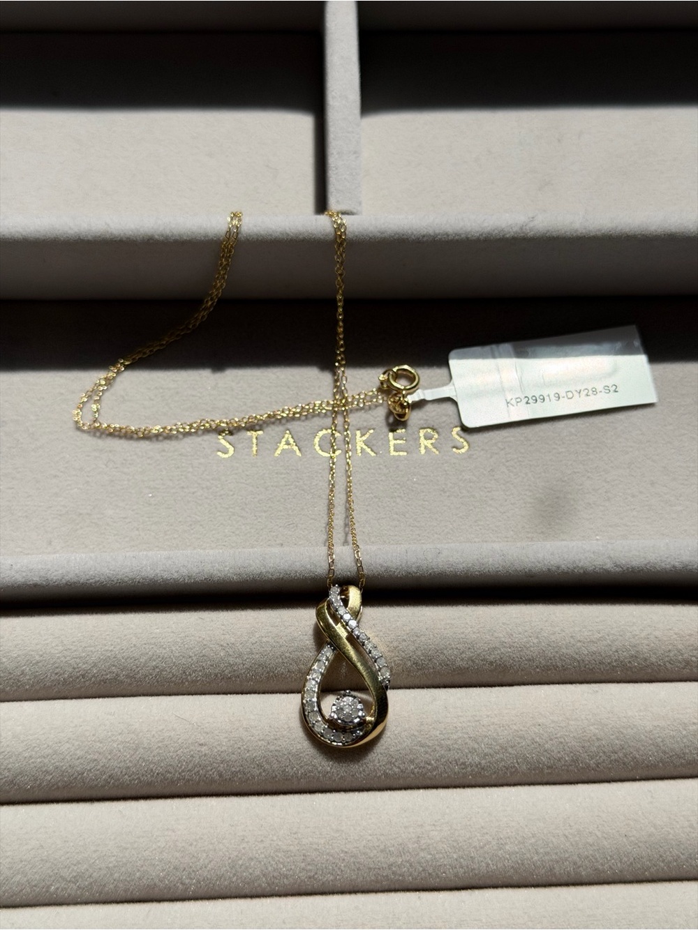 New Diamond Muse 0.25 CT Natural Diamond Teardrop Infinity Necklace 925